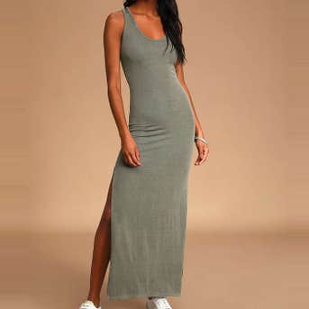 Lulu's Relaxed But Not Least Ribbed Sleeveless Maxi Dress