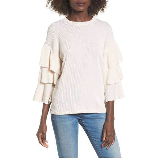 nordstrom.com, Lush Ribbed Ruffle Sleeve Top