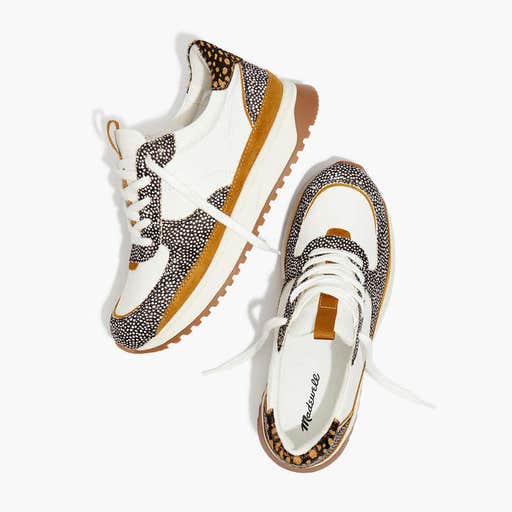 madewell.com, Madewell Kickoff Trainer Sneakers In Leather And Spot Mix Calf Hair