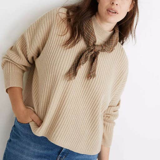 madewell.com, Madewell (Re)Sourced Cashmere Ribbed Mockneck Pullover Sweater