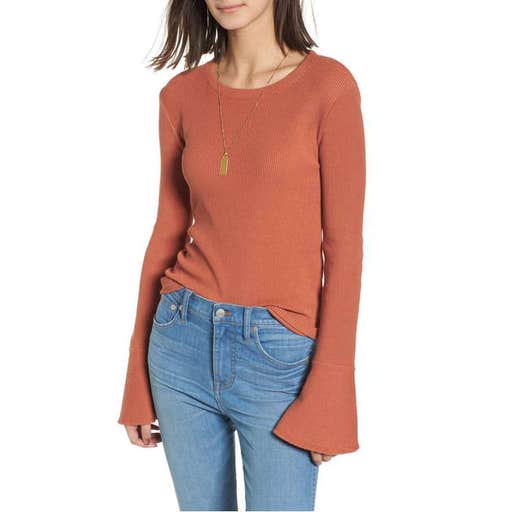 nordstrom.com, Madewell Ruffle Cuff Ribbed Top