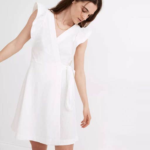 madewell.com, Madewell Ruffle-Sleeve Wrap Mini Dress
