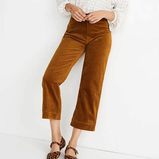madewell.com, Madewell Slim Emmett Wide-Leg Crop Pants: Corduroy Edition