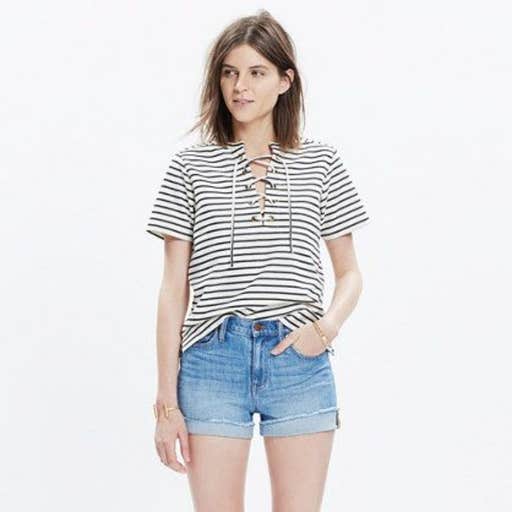 madewell.com, Madewell Striped Lace-Up Top