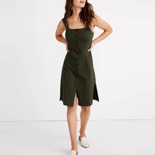 madewell.com, Madewell Texture & Thread Button-Front Tank Dress
