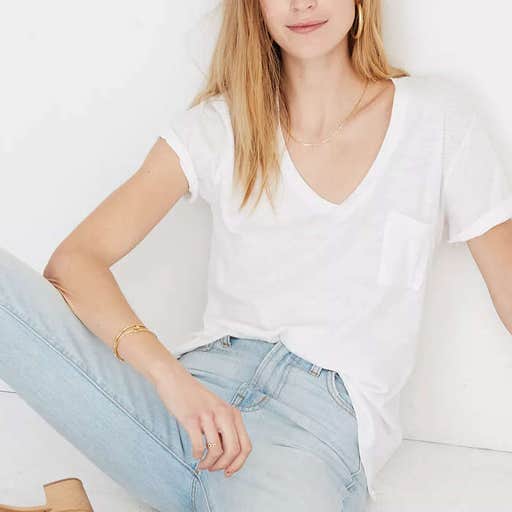 madewell.com, Madewell Whisper Cotton V-Neck Pocket Tee