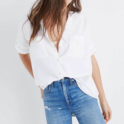 madewell.com, Madewell White Cotton Courier Shirt