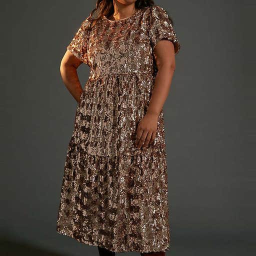 anthropologie.com, Maeve Bernadette Sequined Midi Dress