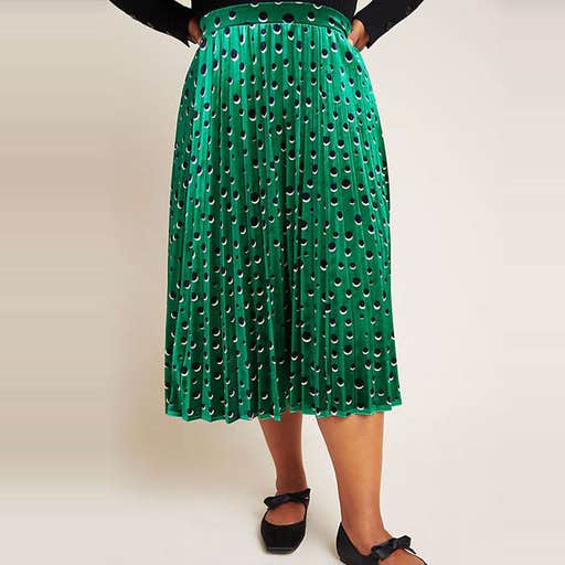 anthropologie.com, Maeve Carly Pleated Velvet Midi Skirt