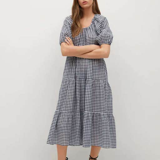 mango.com, Mango Check Pattern Midi Dress