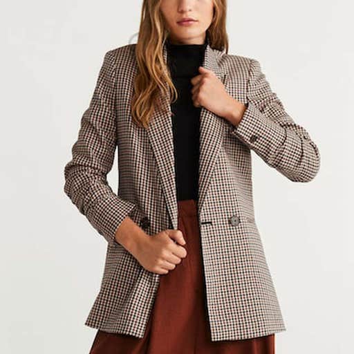 mango.com, Mango Check Structured Blazer