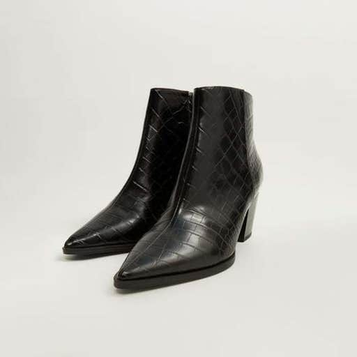mango.com, Mango Croc-Effect Ankle Boots