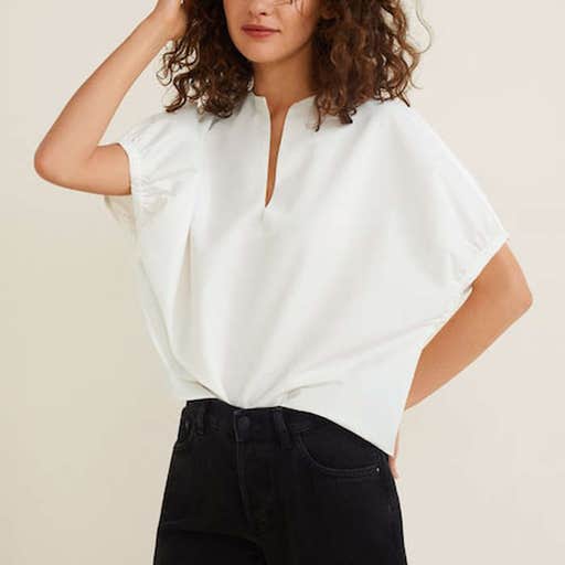 mango.com, Mango Elastic Sleeve Blouse