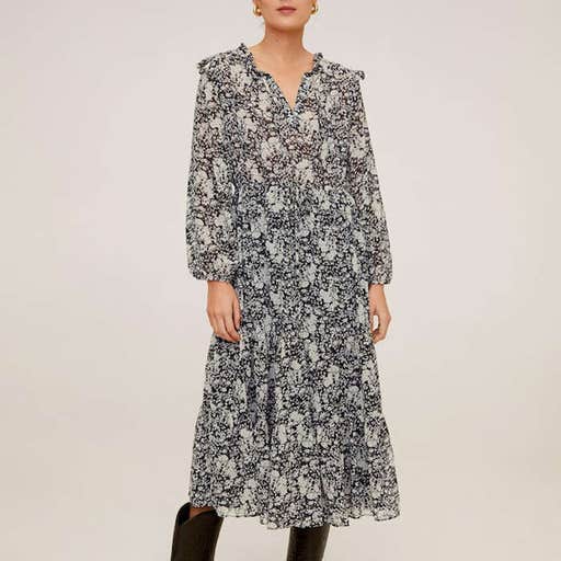 mango.com, Mango Flowy Long Dress
