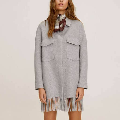 mango.com, Mango Fringed Wool-Blend Jacket