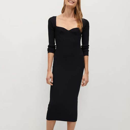 mango.com, Mango Ribbed Midi Dress