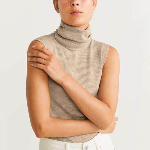 mango.com, Mango Turtleneck Ribbed Top