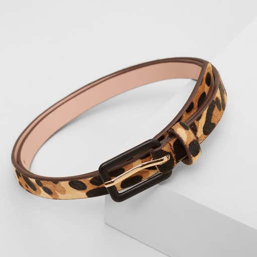 shop.mango.com, Mango Women's Leopard-Print Leather Belt