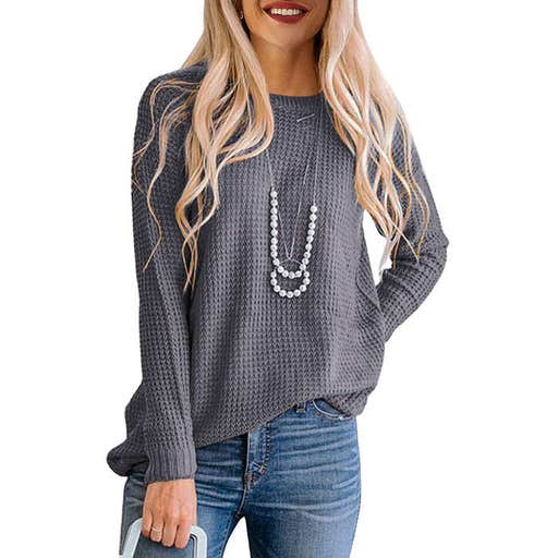 amazon.com, Merokeety Long Sleeve Waffle Knit Sweater