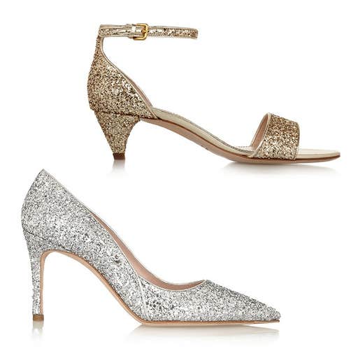 net-a-porter.com, Miu Miu Glitter-Finished Leather Sandals and Glitter-Finished Leather Pumps