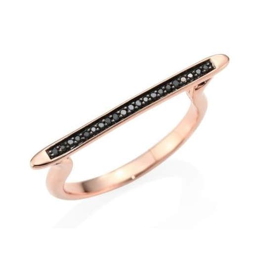 saksfifthavenue.com, Monica Vinader Steller Skinny Black Diamond Stacking Ring