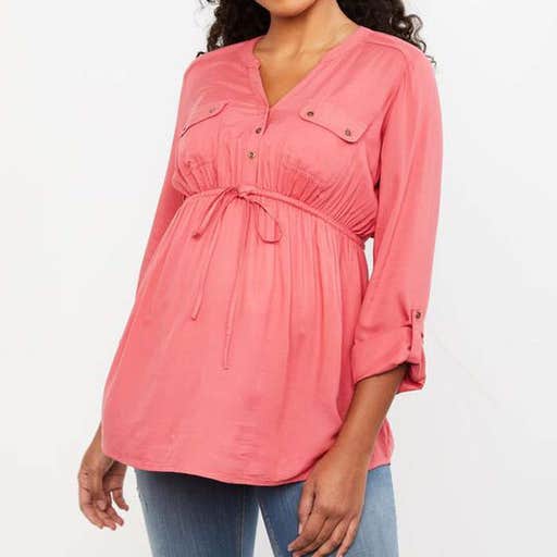 motherhood.com, Motherhood Maternity Convertible Sleeve Tie Front Maternity Top