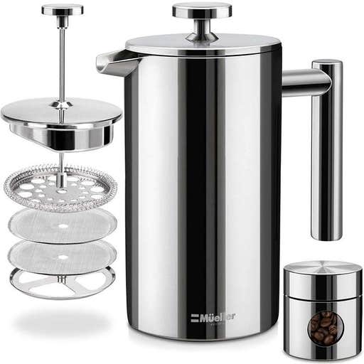 amazon.com, Mueller French Press Double Insulated Stainless Steel Coffee Maker