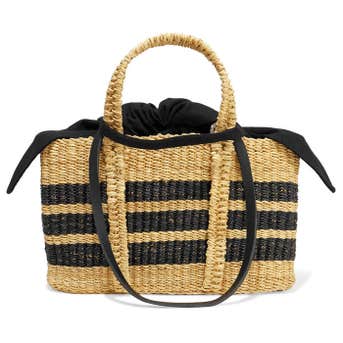 MUUÑ Rey mini straw and cotton-canvas tote