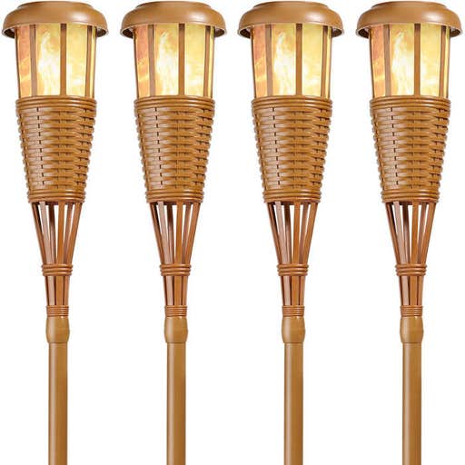 amazon.com, Newhouse Lighting Solar-Powered Flickering Flame Outdoor Island Torches
