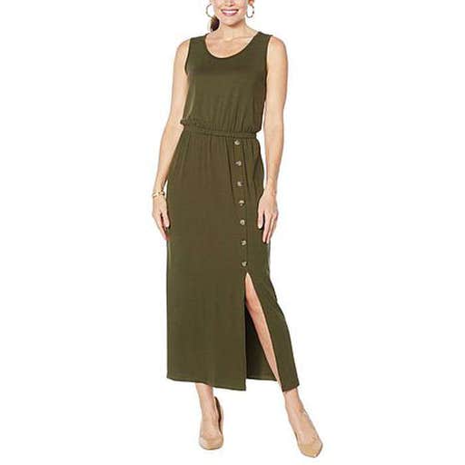 hsn.com, Nina Leonard Sleeveless Maxi Dress With Elastic Waist