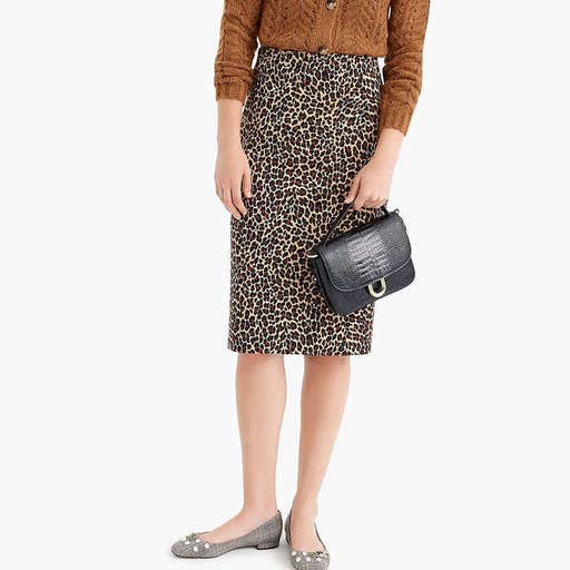 jcrew.com, No. 2 Pencil Skirt in Two-Way Stretch Leopard Print