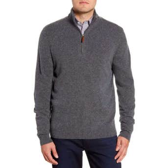 Nordstrom Regular Fit Cashmere Quarter Zip Pullover