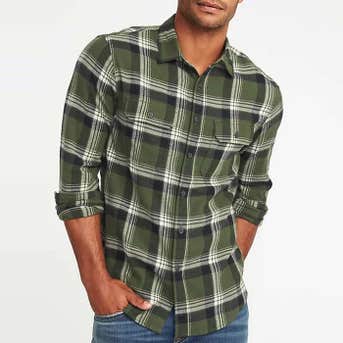 Old Navy Built-In Flex Plaid Flannel Shirt
