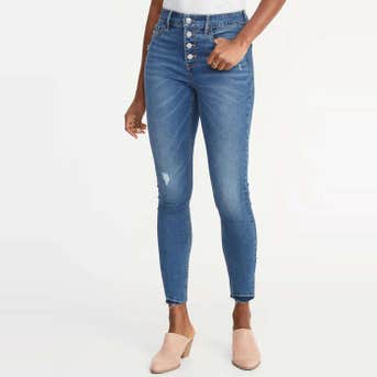 Old Navy High-Rise Secret-Slim Pockets Button-Fly Rockstar Ankle Jeans