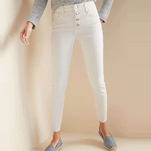 oldnavy.com, Old Navy High-Waisted Button-Fly Rockstar Raw-Edge Ankle Jeans In Calla Lily White