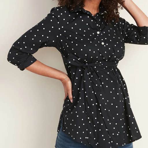oldnavy.com, Old Navy Maternity Polka-Dot Tie-Belt Popover Tunic Shirt