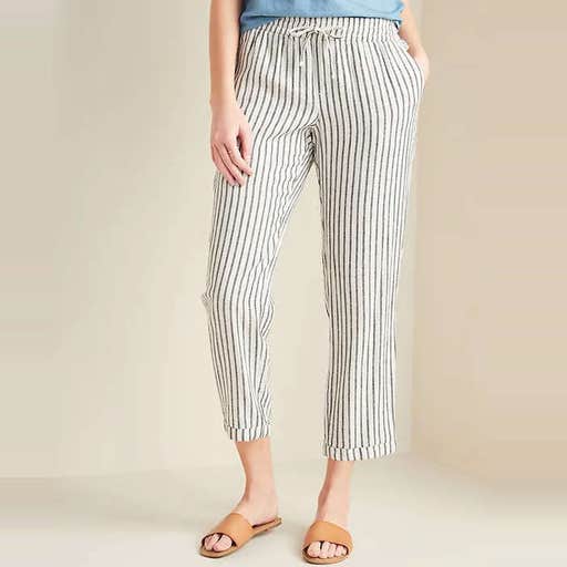 oldnavy.com, Old Navy Mid-Rise Cropped Linen-Blend Pants