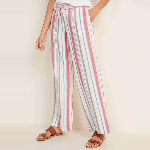 oldnavy.com, Old Navy Mid-Rise Wide-Leg Linen-Blend Pull-On Pants