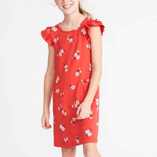 oldnavy.com, Old Navy Patterned French Terry Ruffle-Sleeve Dress