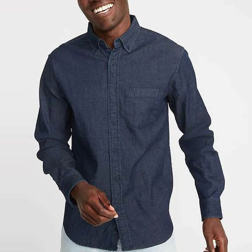 oldnavy.com, Old Navy Regular-Fit Built-In Flex Chambray Everyday Shirt