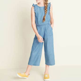 Old Navy Ruffled Chambray Jumpsuit