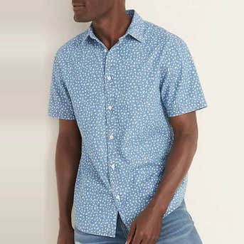Old Navy Slim-Fit Printed Chambray Shirt