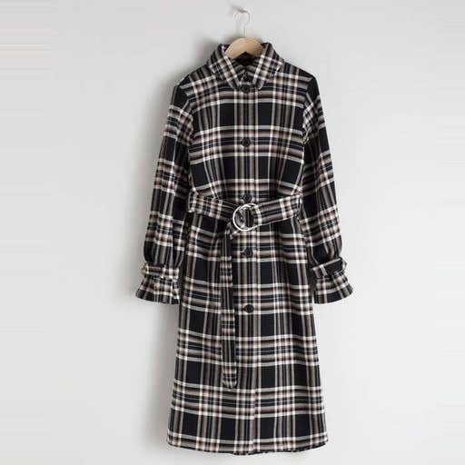 stories.com, & Other Stories Belted Plaid Trench Coat