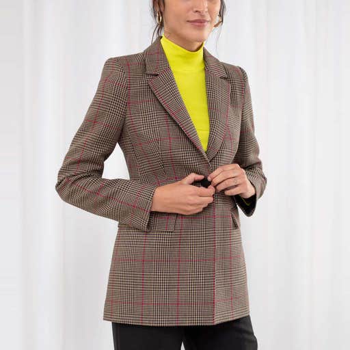 stories.com, & Other Stories Hourglass Plaid Blazer
