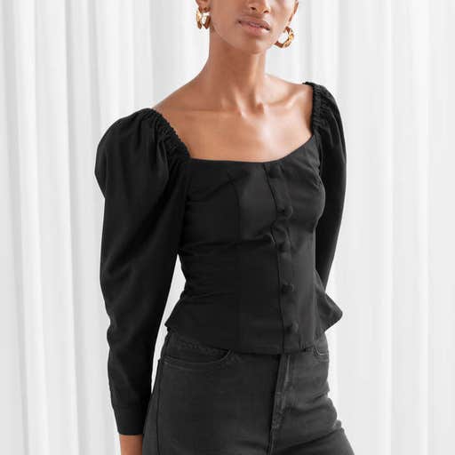 stories.com, & Other Stories Square Neck Smocked Blouse
