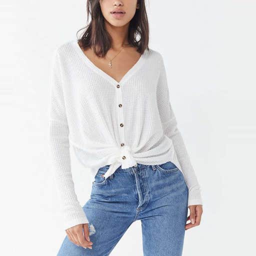 urbanoutfitters.com, Out From Under Jojo Oversized Thermal Button-Front Top
