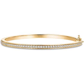 PAVOI 14K Gold Plated Cubic Zirconia Bangle Classic Tennis Bracelet