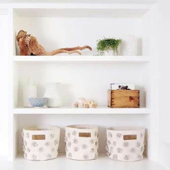 Pehr Pom Set of 3 Canvas Bins