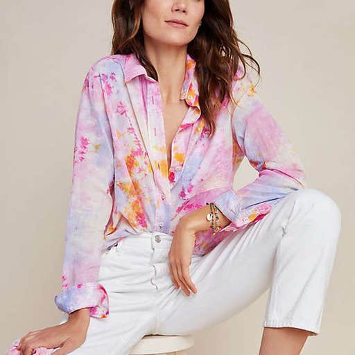 anthropologie.com, Pilcro and the Letterpress The Cate Classic Tie-Dyed Buttondown