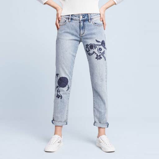 anthropologie.com, Pilcro Hyphen Embroidered Mid-Rise Jeans
